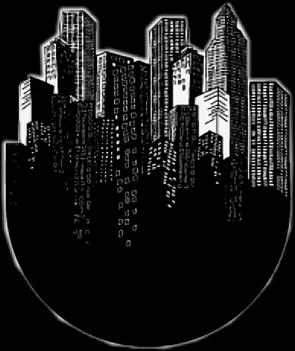 Monochrome Cityscape Silhouette PNG