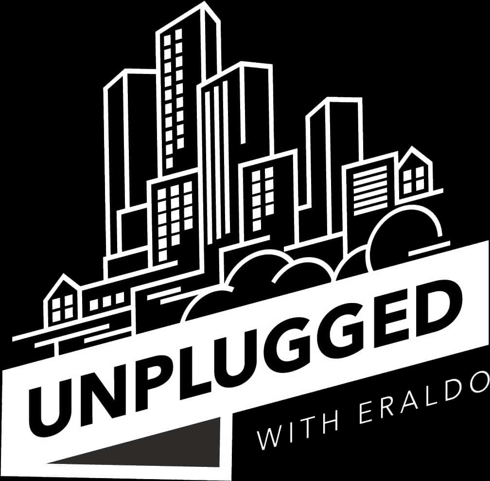 Monochrome Cityscape Unplugged Logo PNG