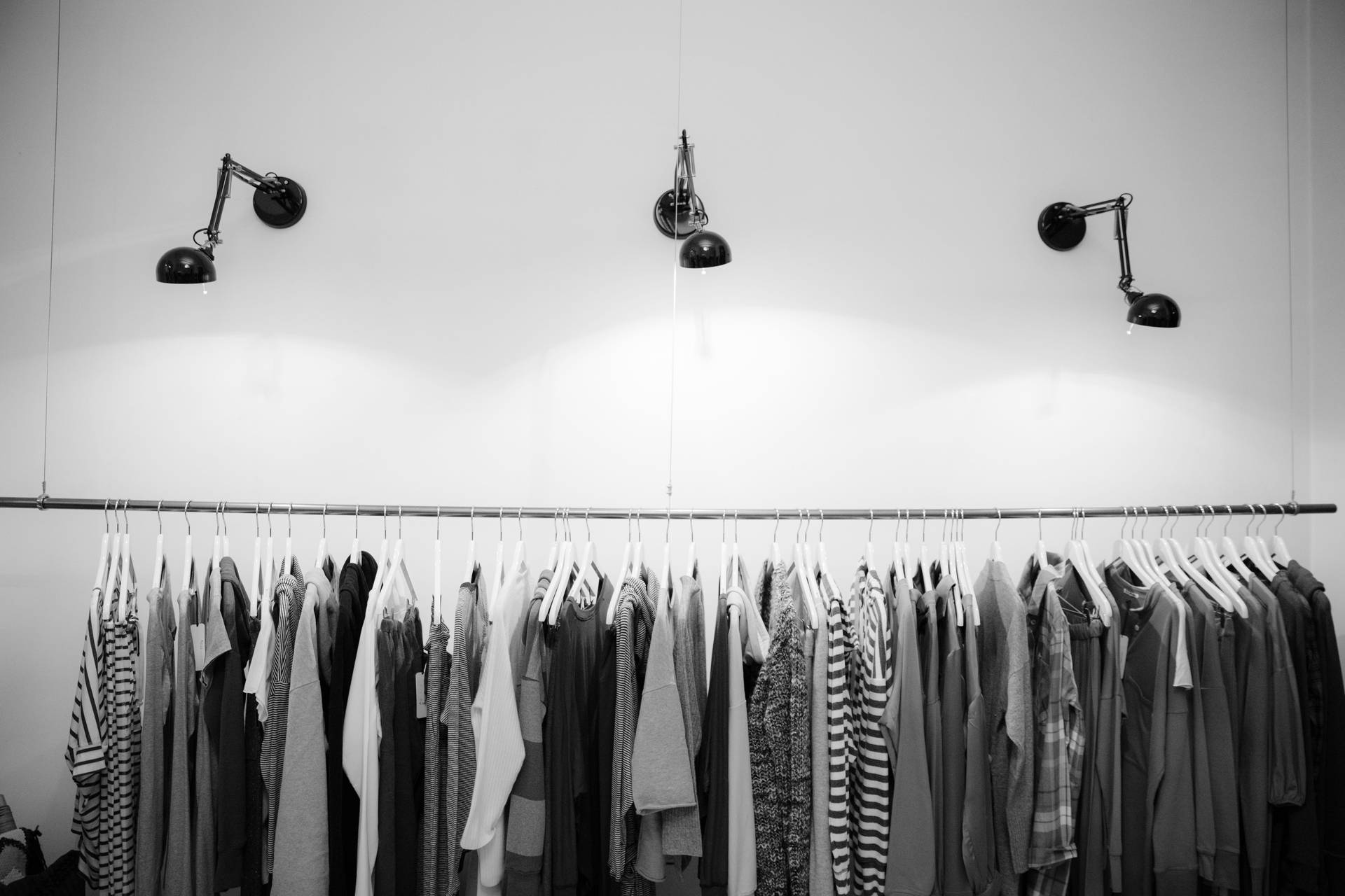 Monochrome Clothes Rack With Light Background