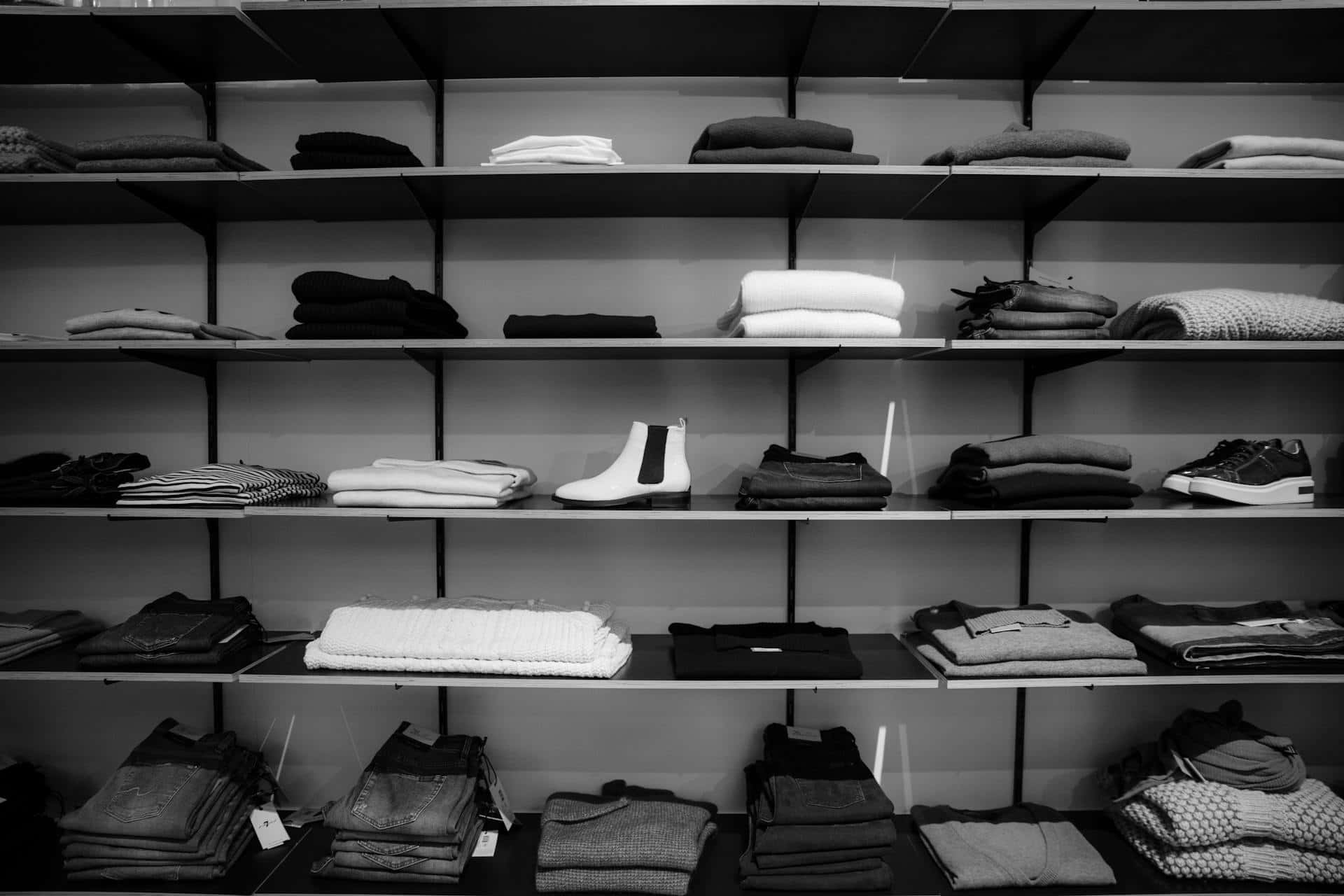 Monochrome Clothing Store Display Wallpaper