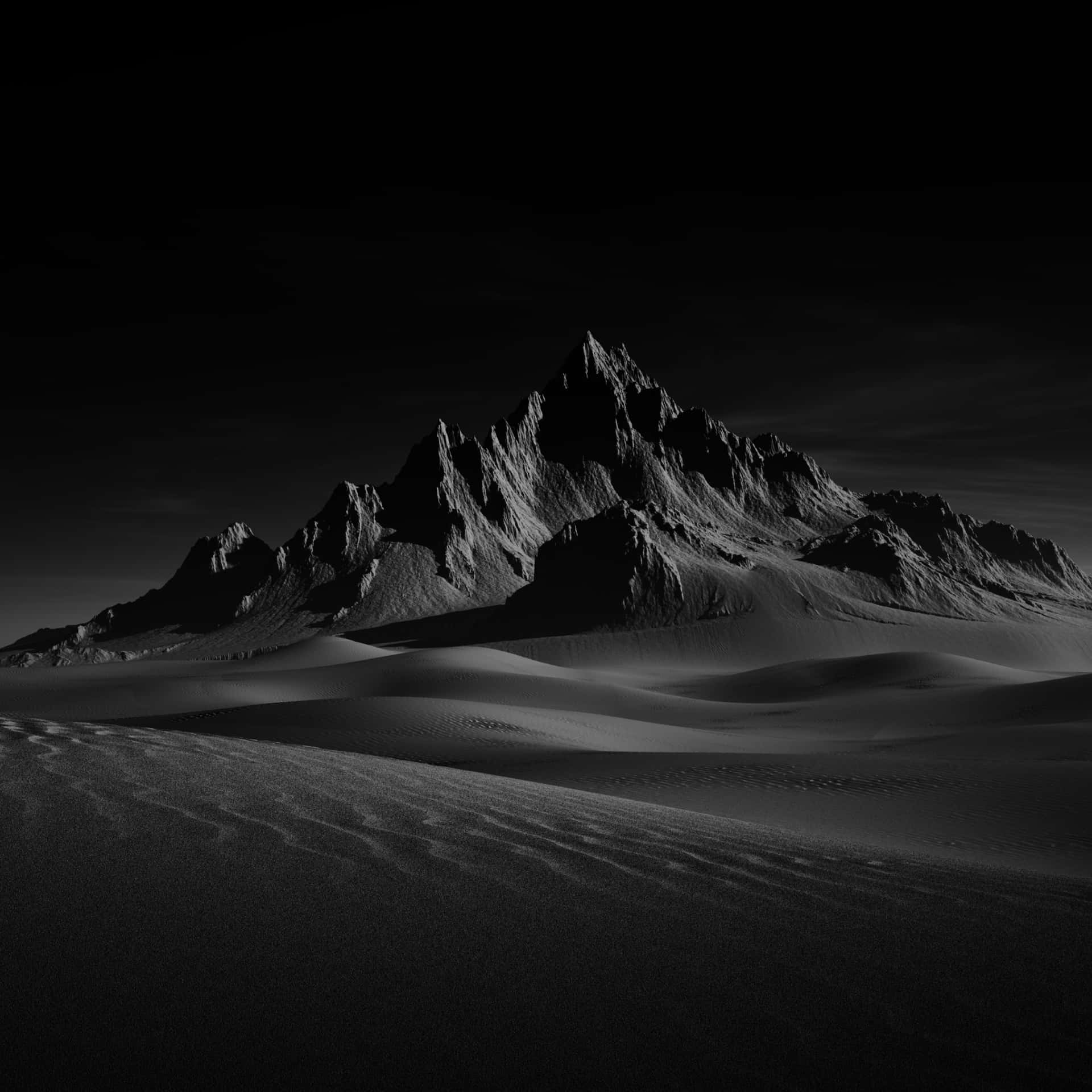 Montañaen Blanco Y Negro En El Desierto. Fondo de pantalla