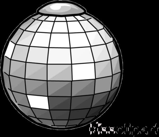 Monochrome Disco Ball Illustration PNG