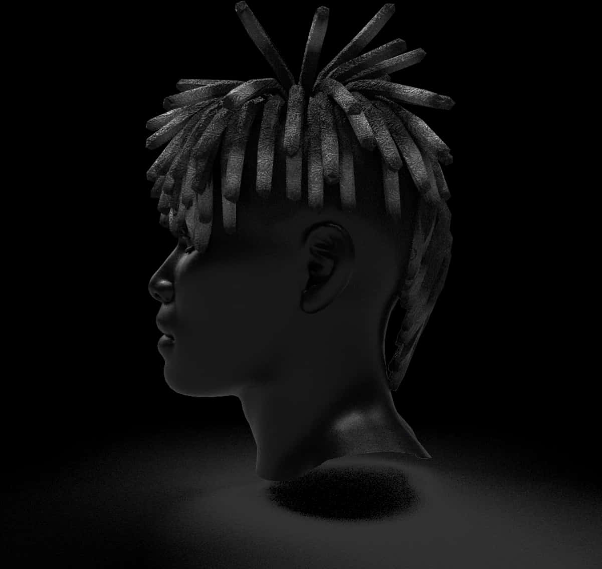 Monochrome Dreadlocks Profile PNG