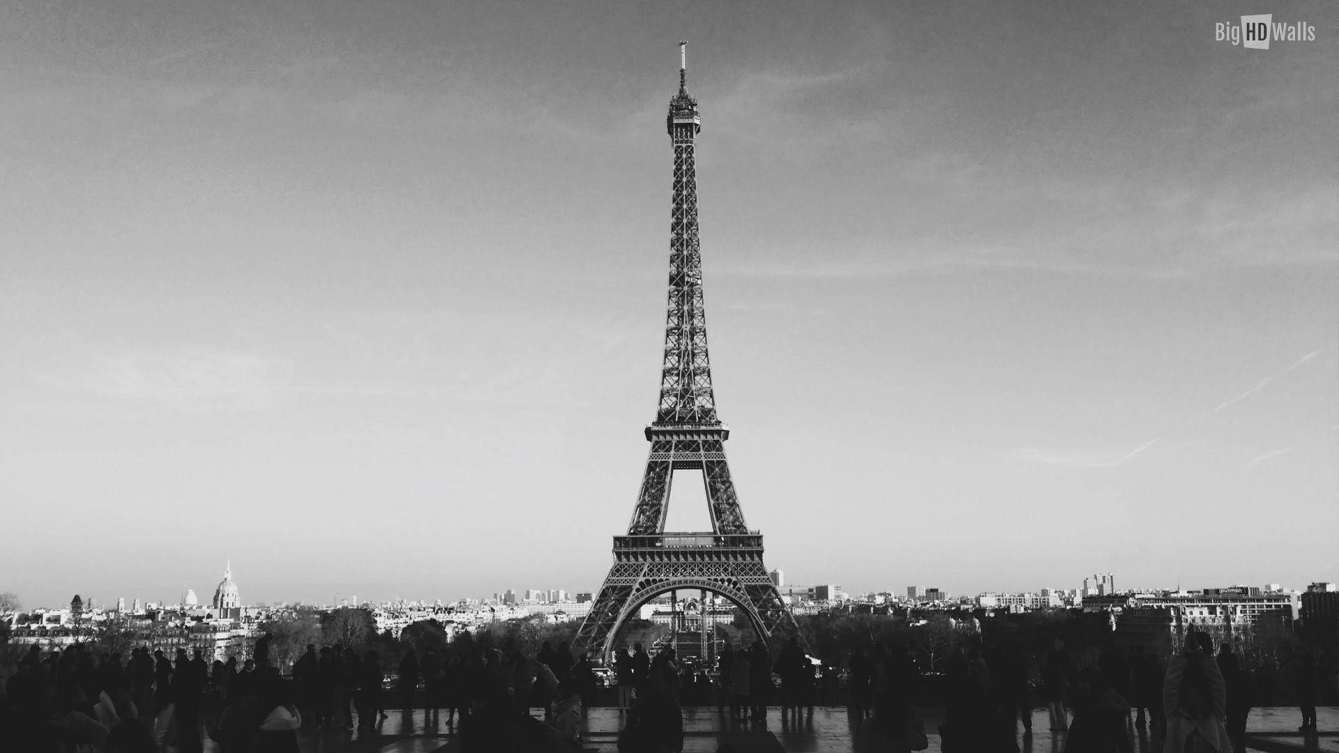 Papelde Parede Monocromático Da Torre Eiffel. Papel de Parede