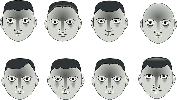 Monochrome Faces Expression Variations PNG