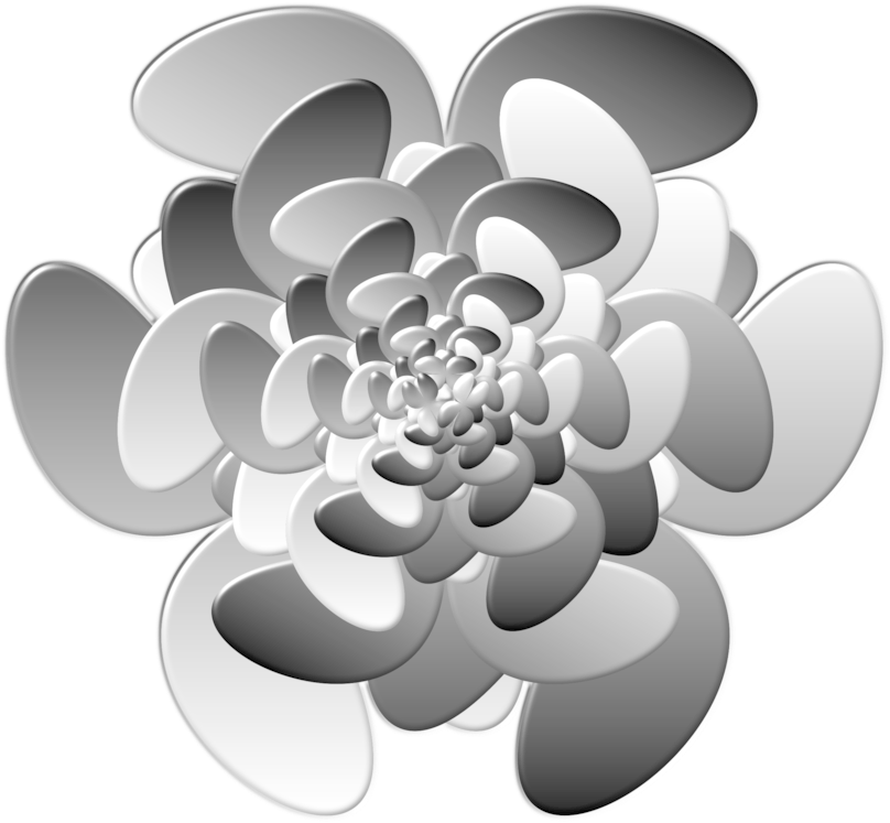 Monochrome Floral Abstract Design PNG