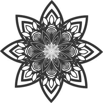 Monochrome Floral Mandala Design PNG