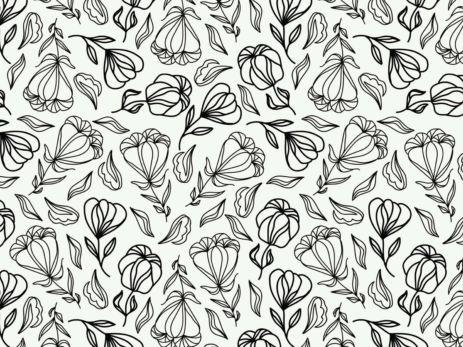 Monochrome_ Floral_ Pattern_ Background Wallpaper