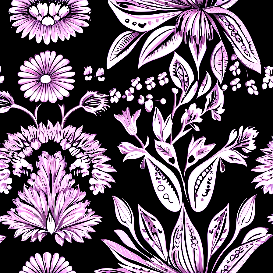 Monochrome Floral Pattern Png 45 PNG