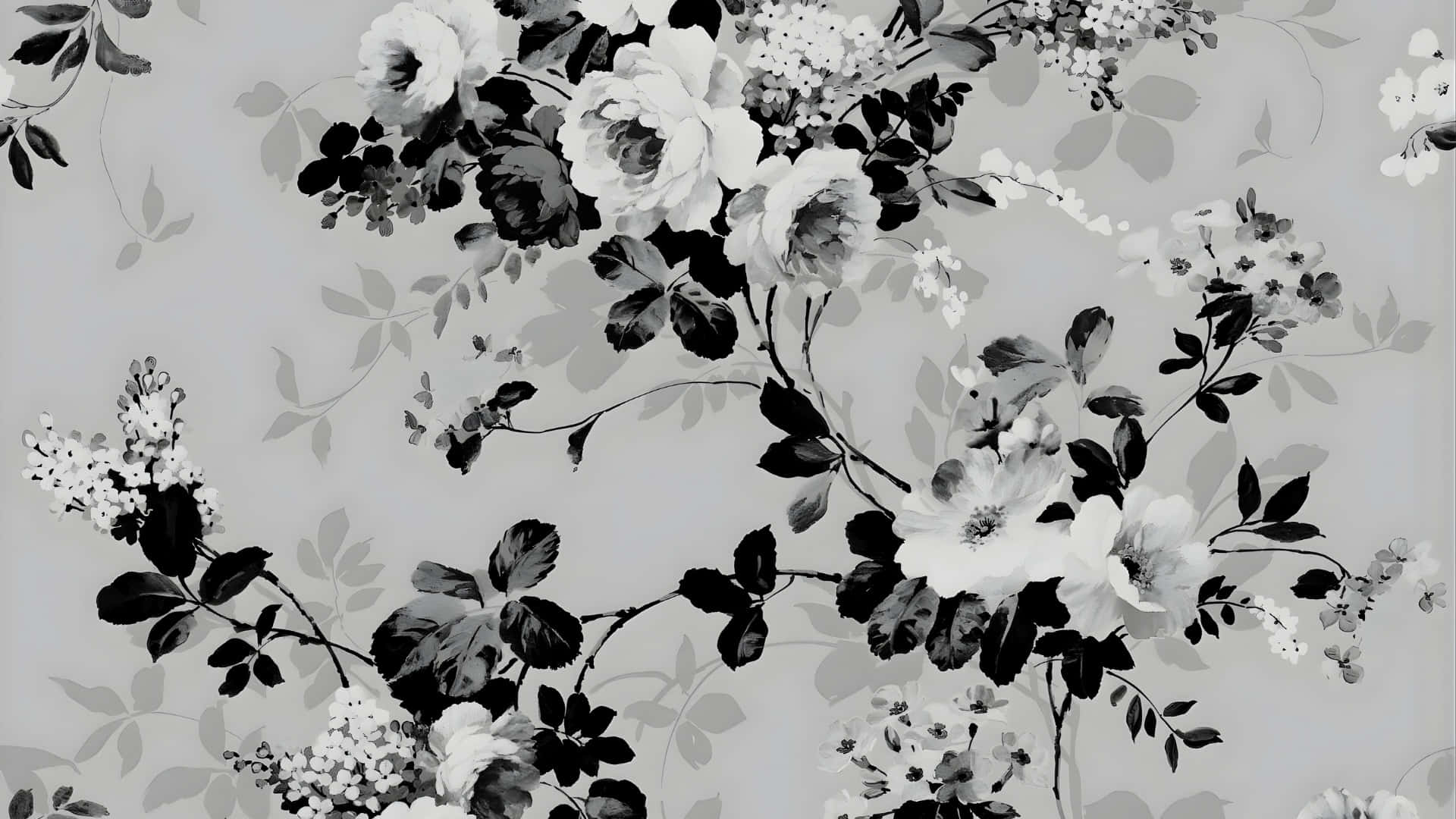 Patrón Floral Monocromático Fondo de pantalla