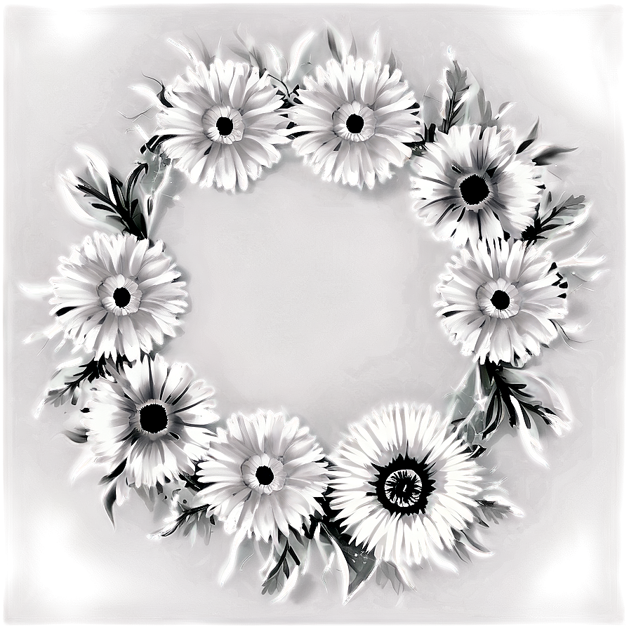 Monochrome Flower Circle Png Bnr PNG