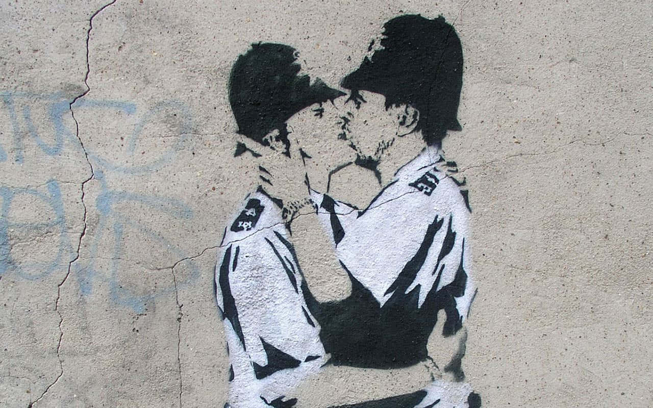 "monochrome Graffiti Art By Banksy"