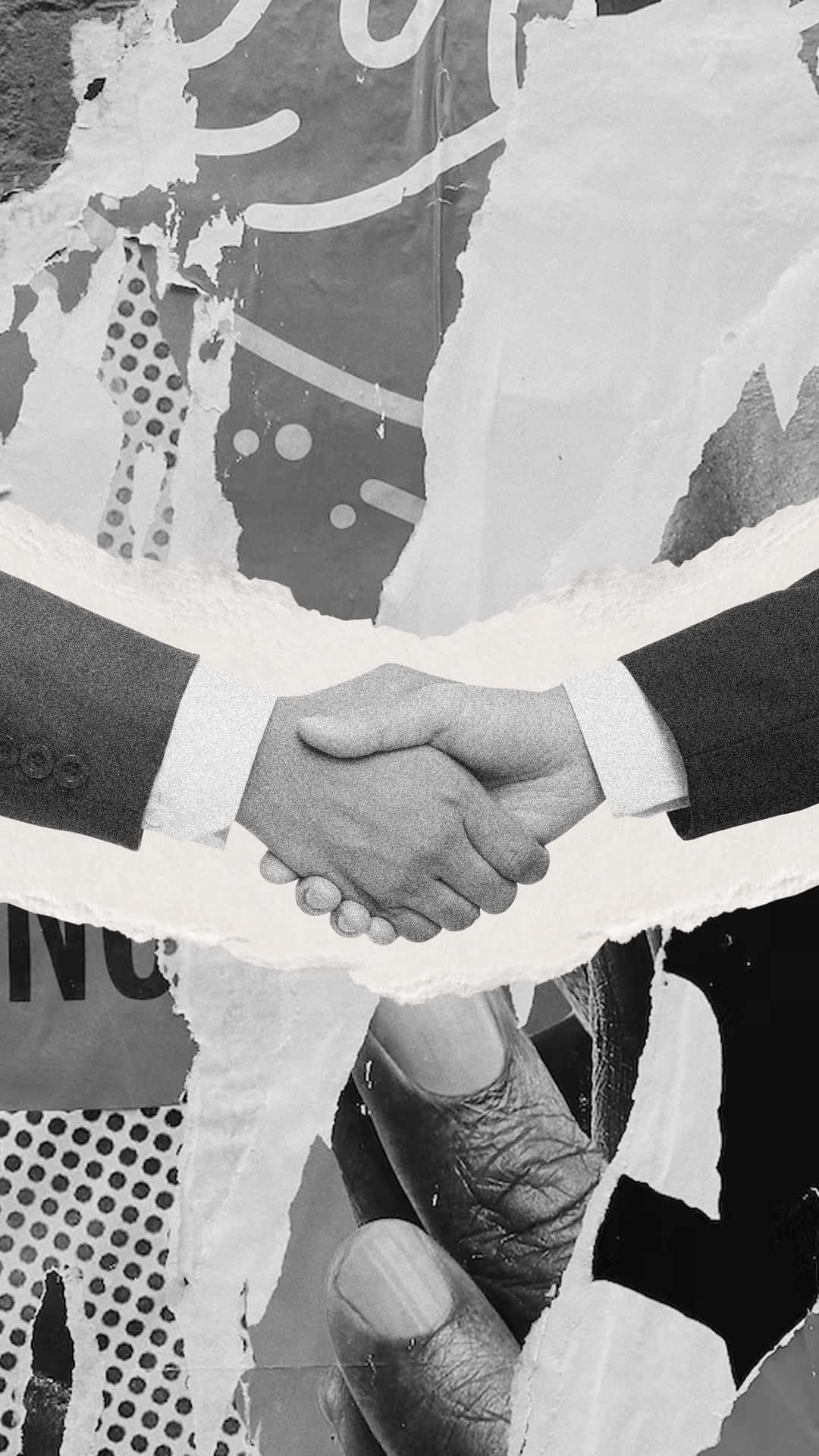 Monochrome Handshake Collage Wallpaper