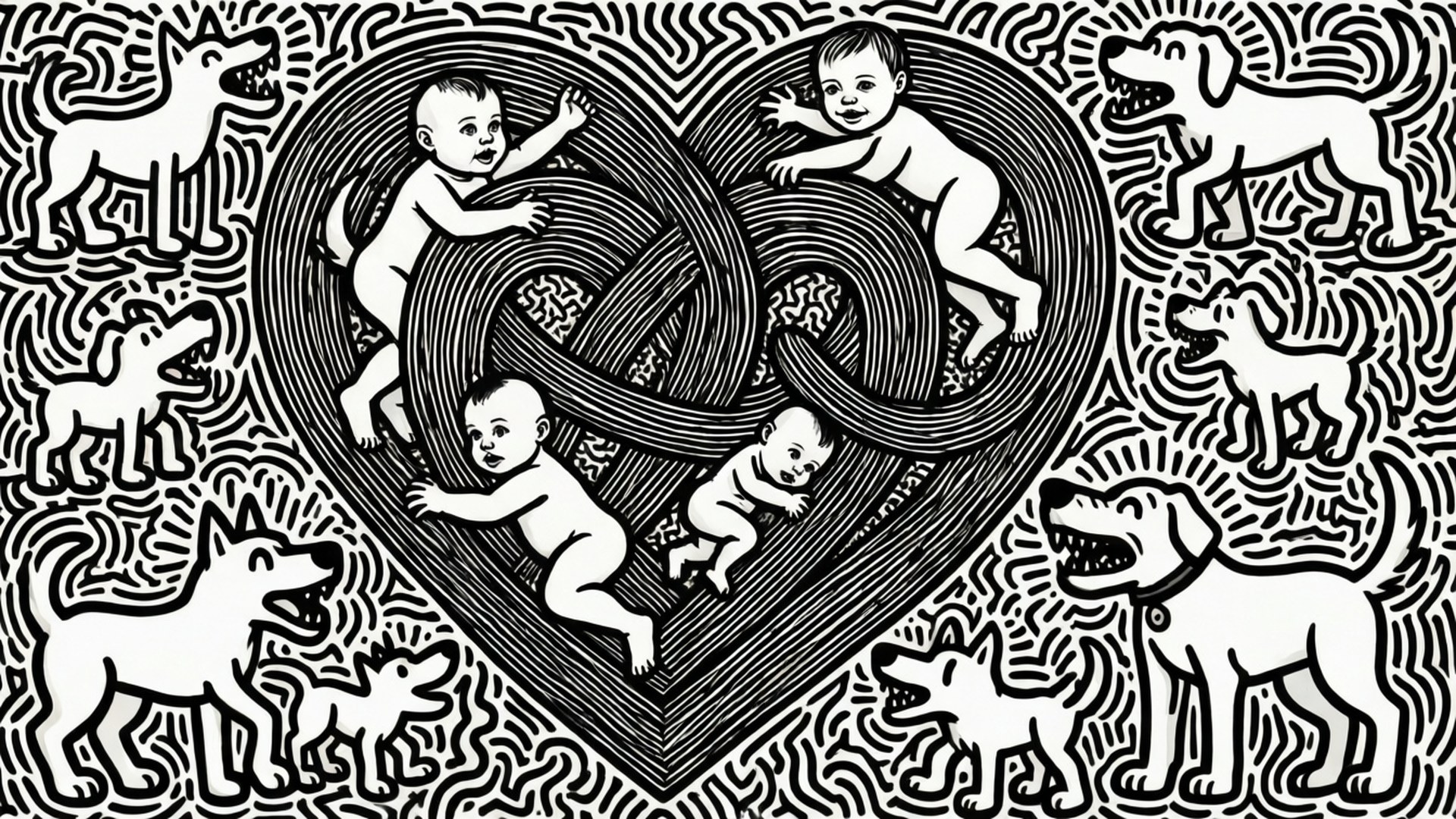 Monokrom Haring-mønster Wallpapers