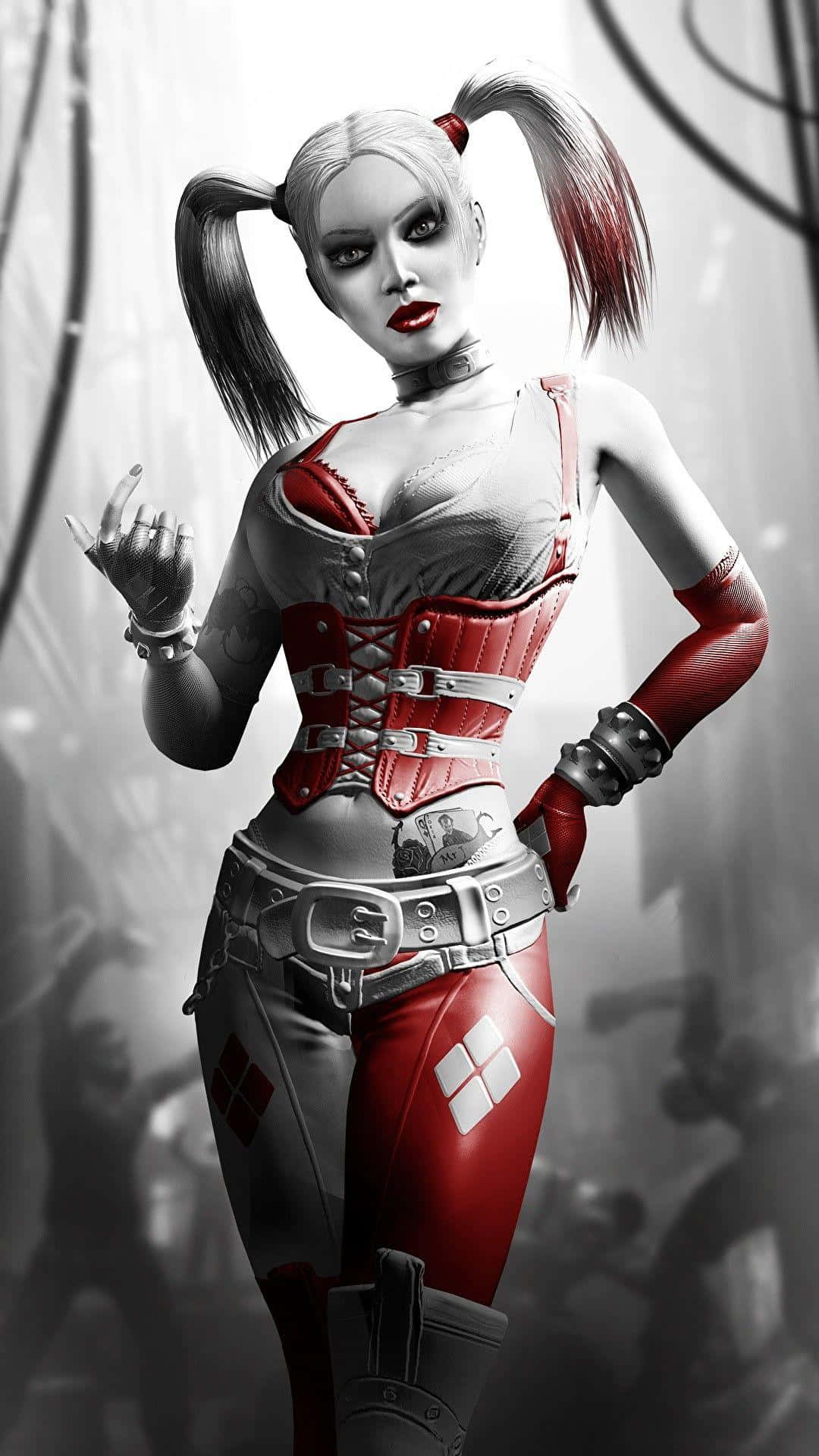 Monochrome Harley Quinn Portret Achtergrond