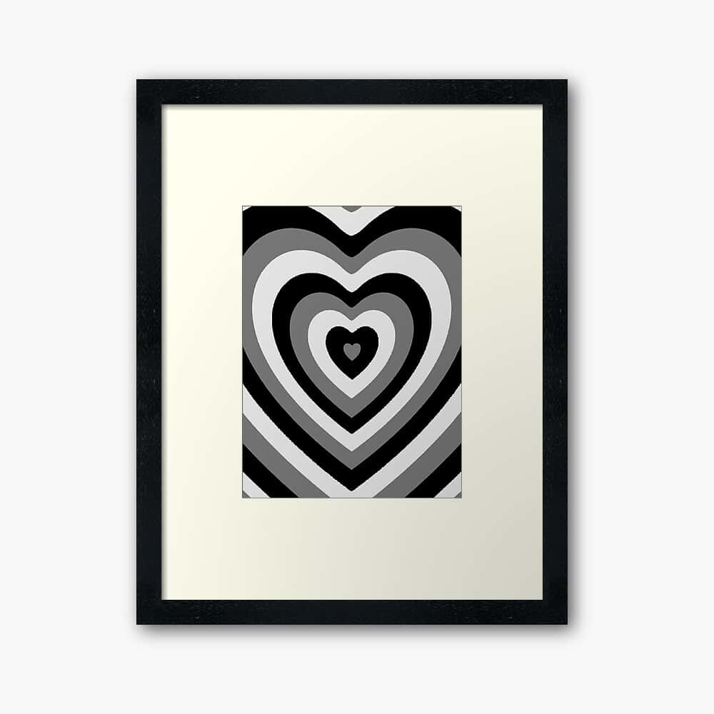 Monochrome Heart Concentric Stripes Art Wallpaper