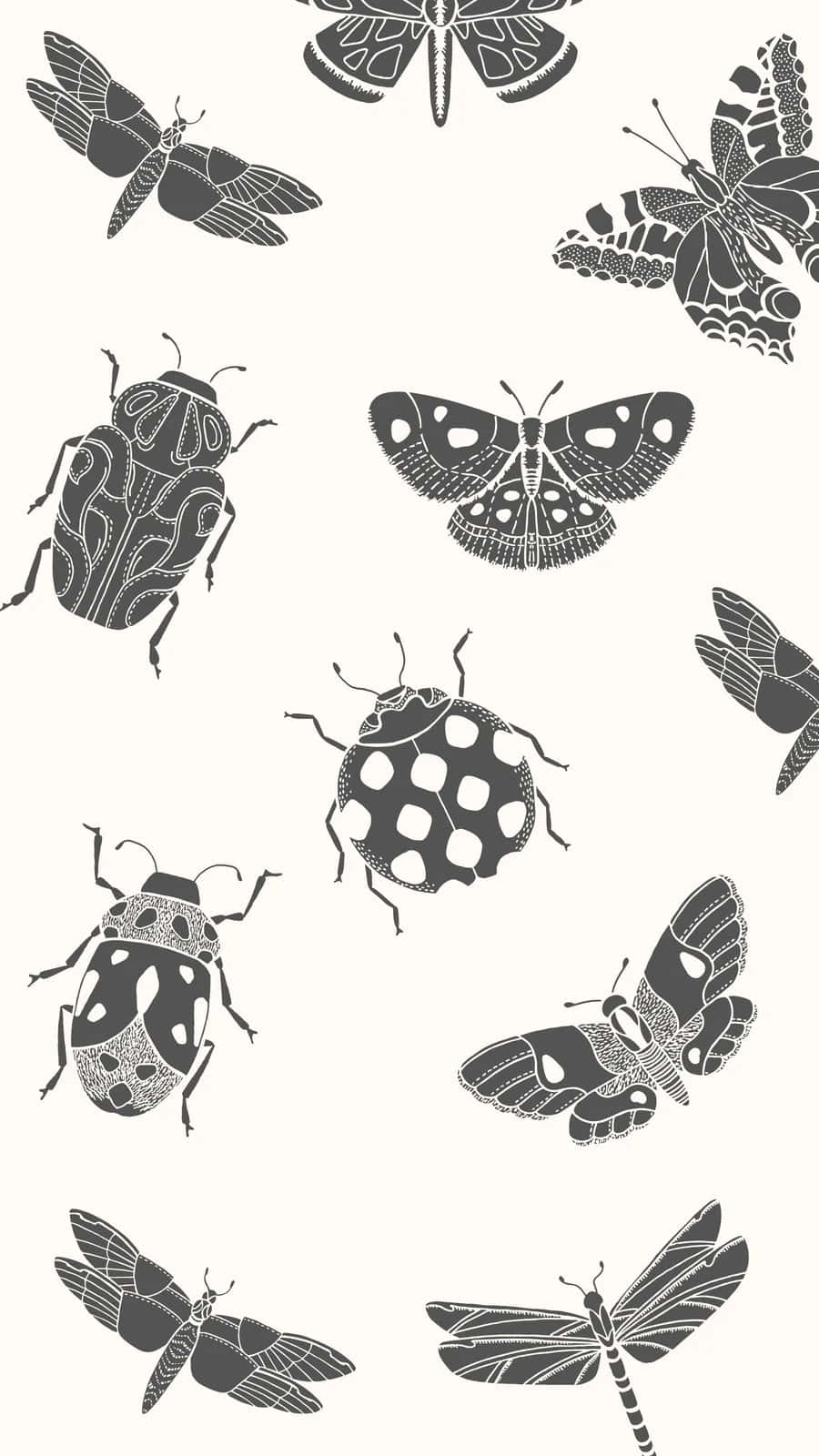 Monochrome_ Insect_ Pattern Wallpaper