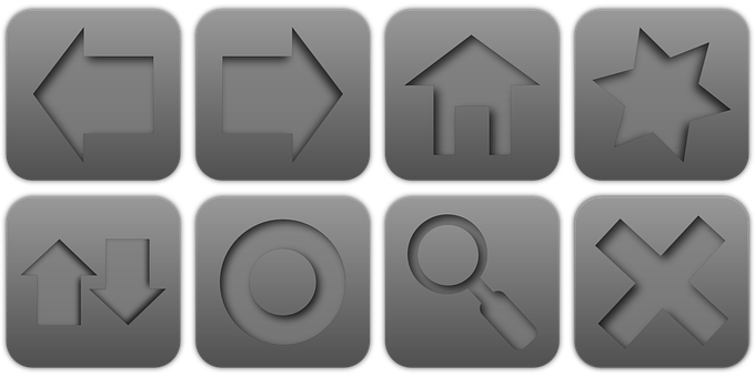 Monochrome Interface Icons Set PNG