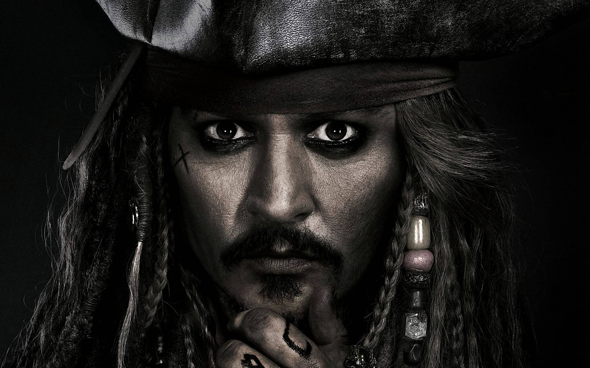 The enigmatic Captain Jack Sparrow in Monochrome Wallpaper