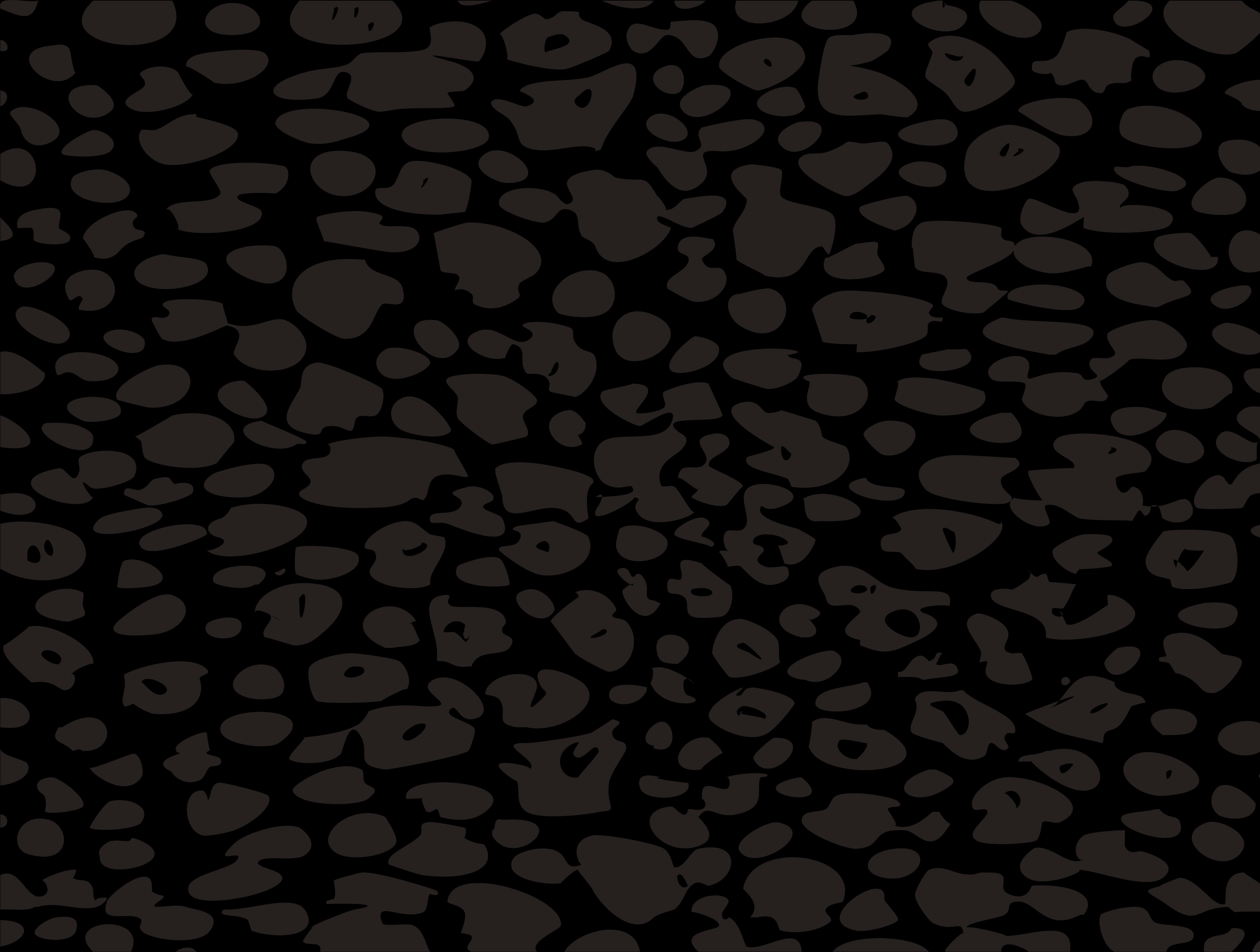 Monochrome Leopard Pattern PNG — A dark textured wallpaper with a repeating pattern of irregular grayish-black spots on a black background.