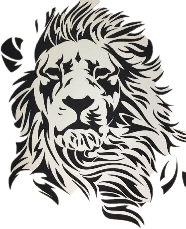 Monochrome Lion Art PNG