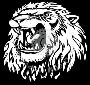 Monochrome Lion Artwork PNG