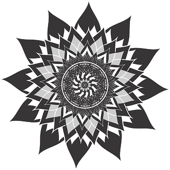 Monochrome Mandala Art PNG