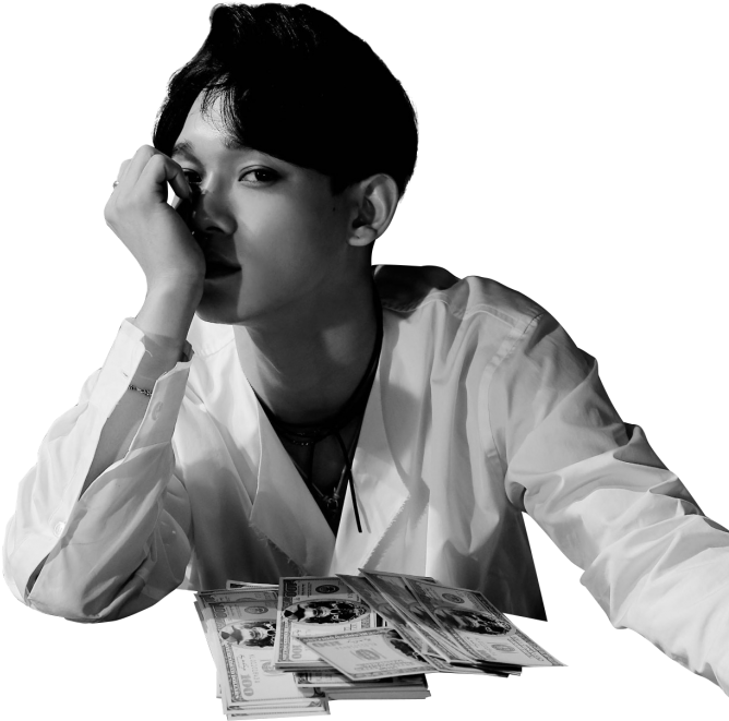 Monochrome Manwith Money PNG