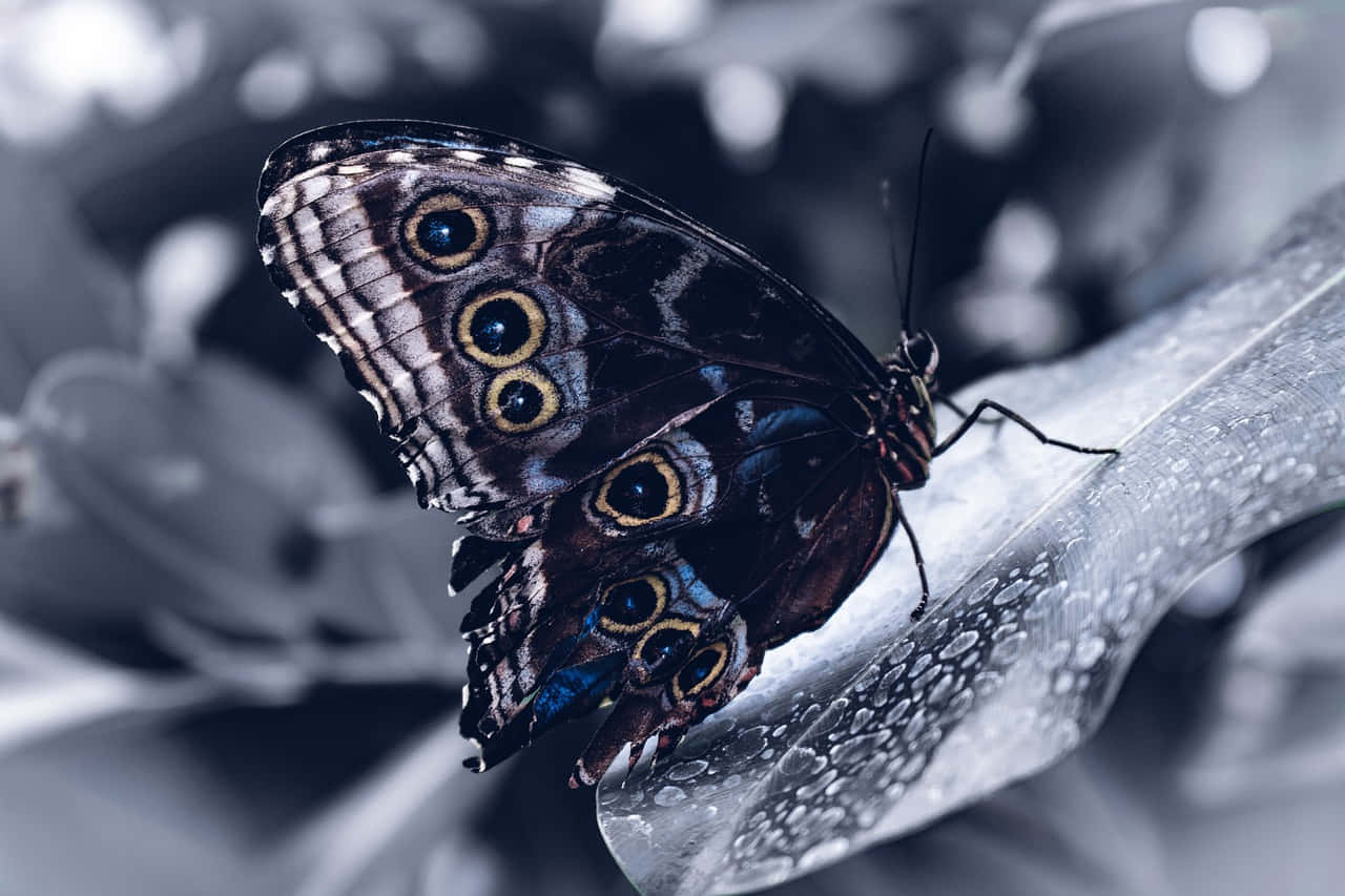 Monochrome Morpho Butterfly Wallpaper