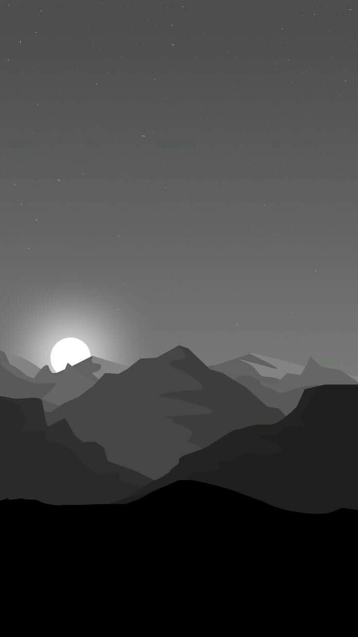 Monochrome Mountain Sunset Wallpaper