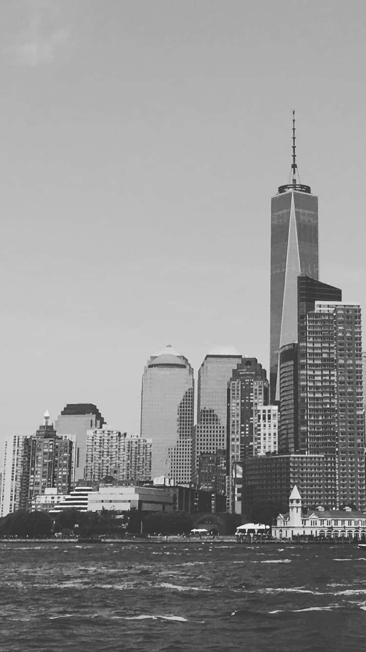 Monochrome New York City Freedom Tower Skyline Wallpaper
