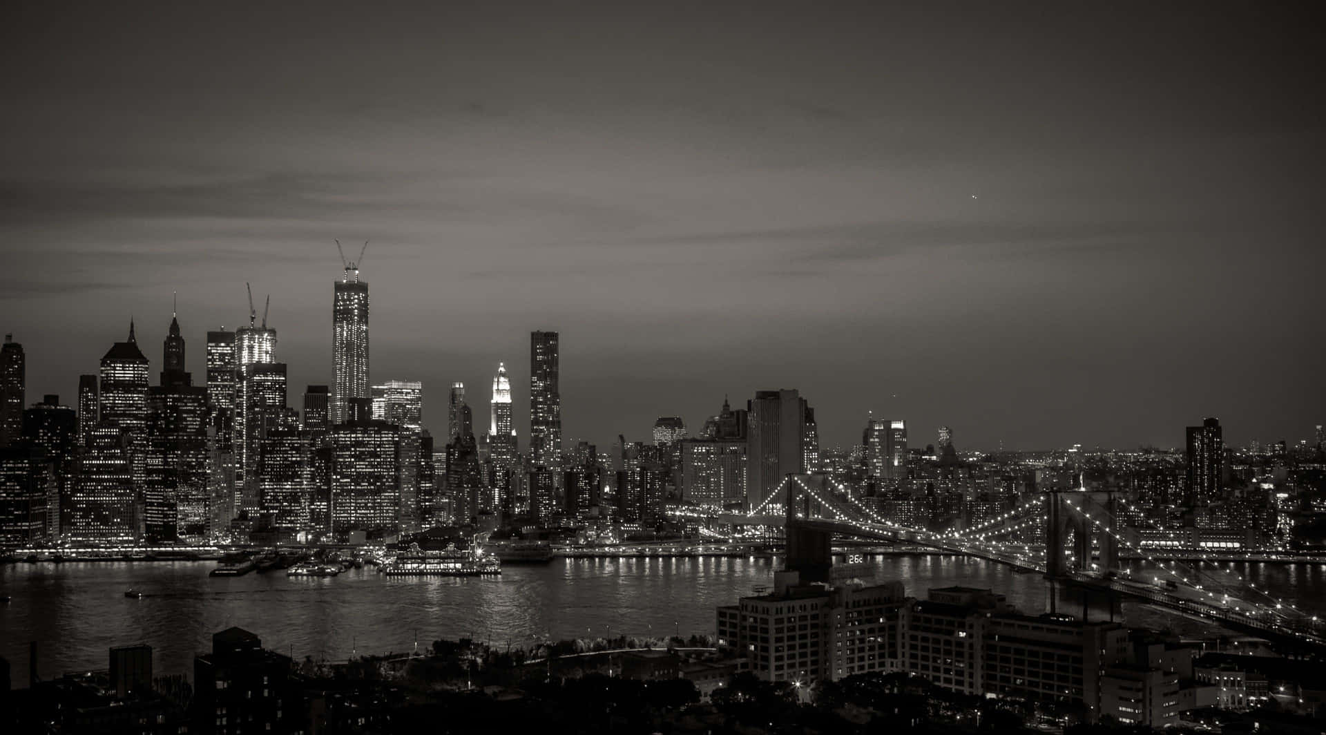 Monochrome Panorama Of New York City Wallpaper
