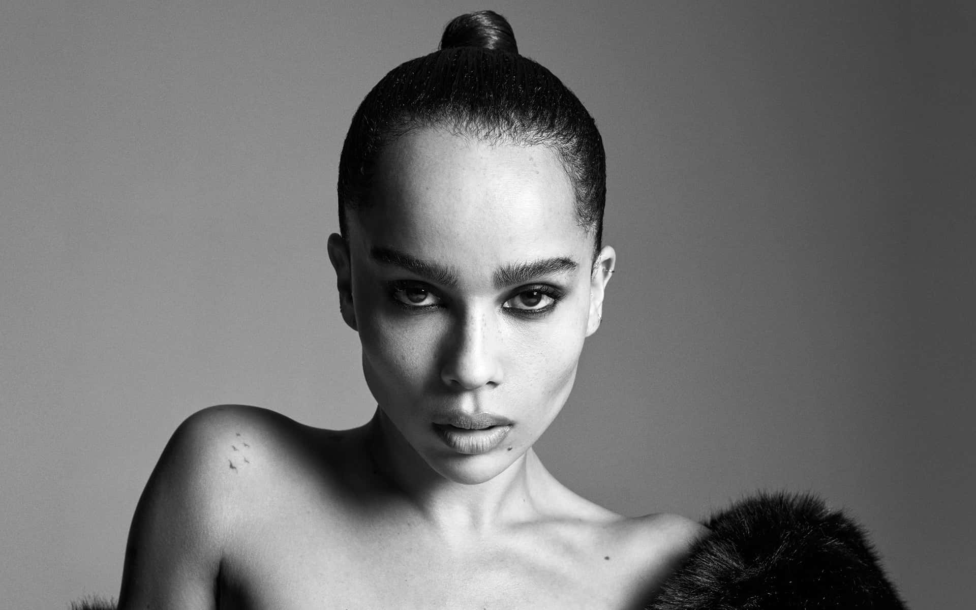 Download Monochrome Portrait Zoe Kravitz Wallpaper | Wallpapers.com