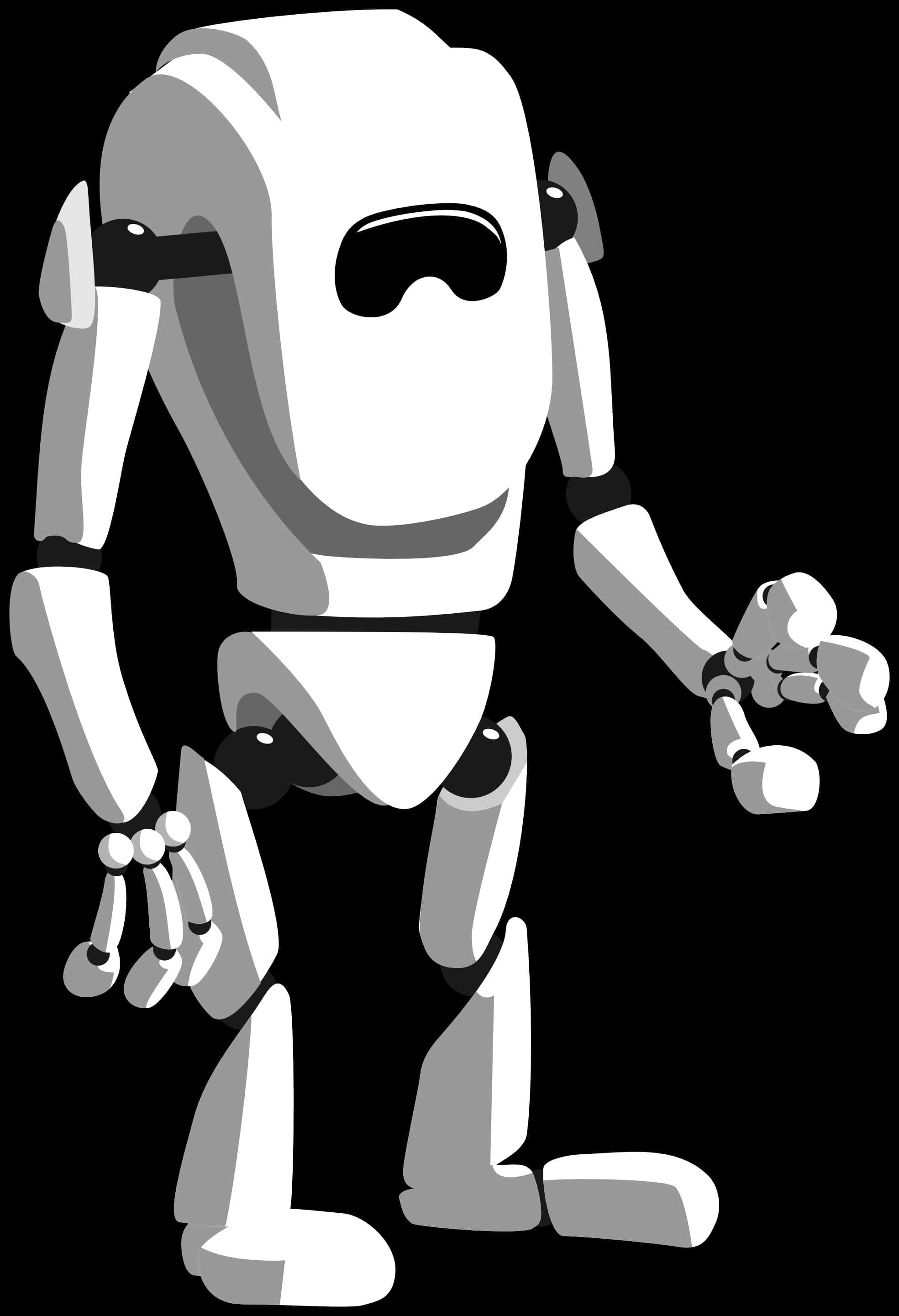 Monochrome Robot Illustration PNG