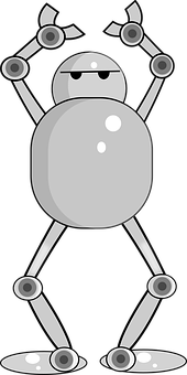 Monochrome Robot Illustration PNG