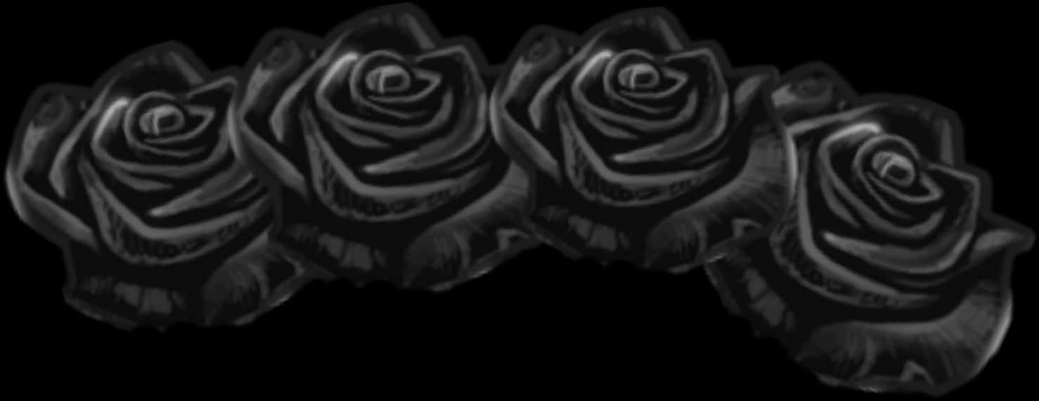 Monochrome Rose Crown Artwork PNG