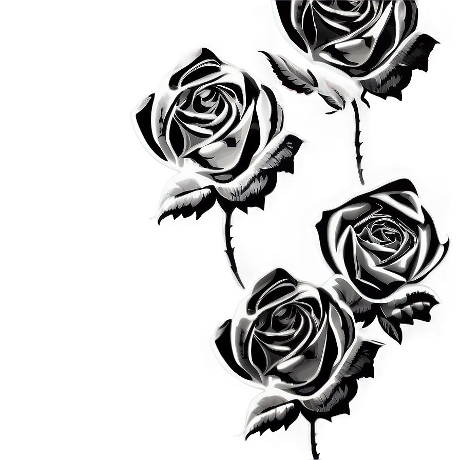 Monochrome Rose Design Png Hxj PNG