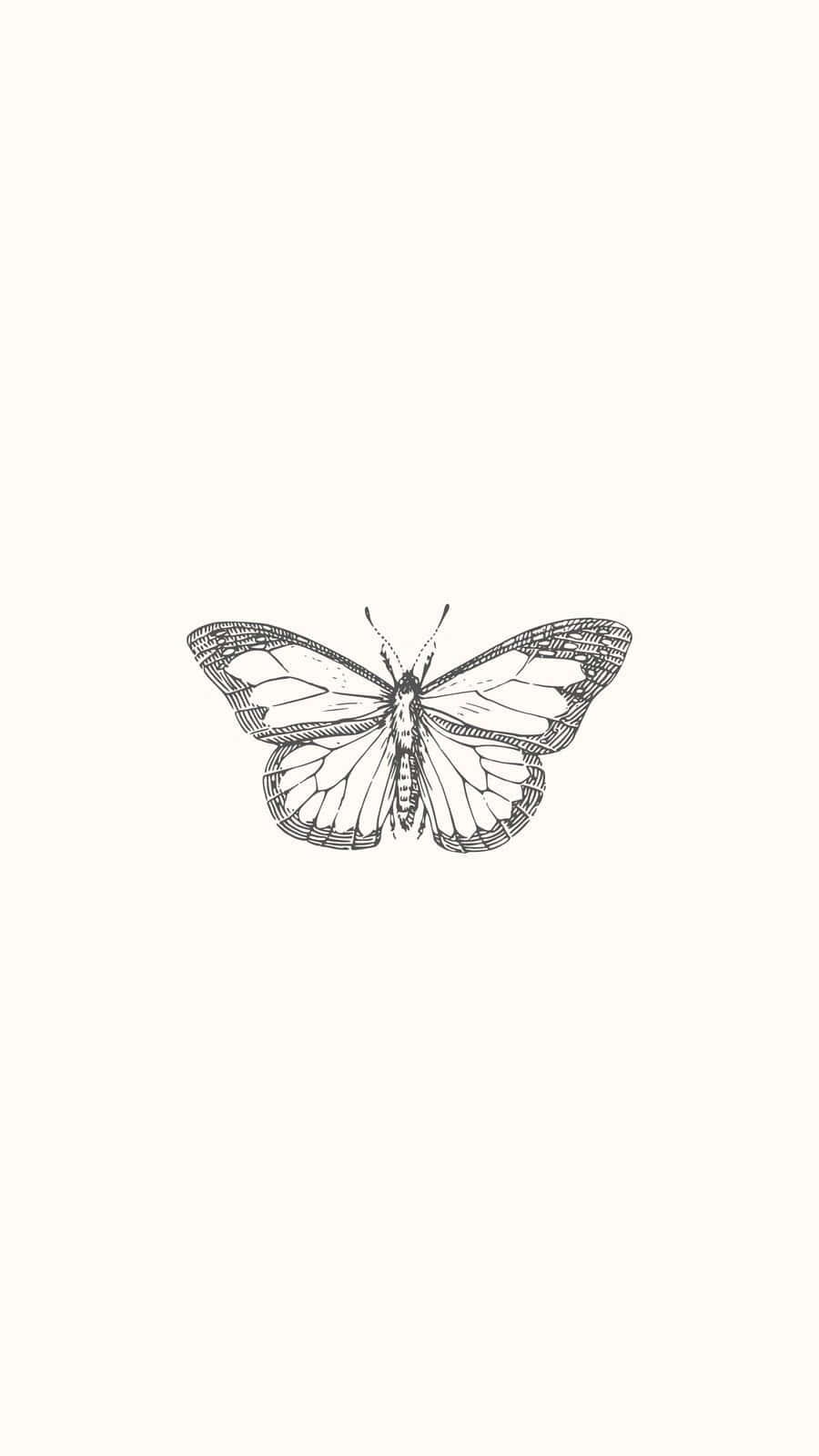 Monochrome Sketched Butterfly Wallpaper