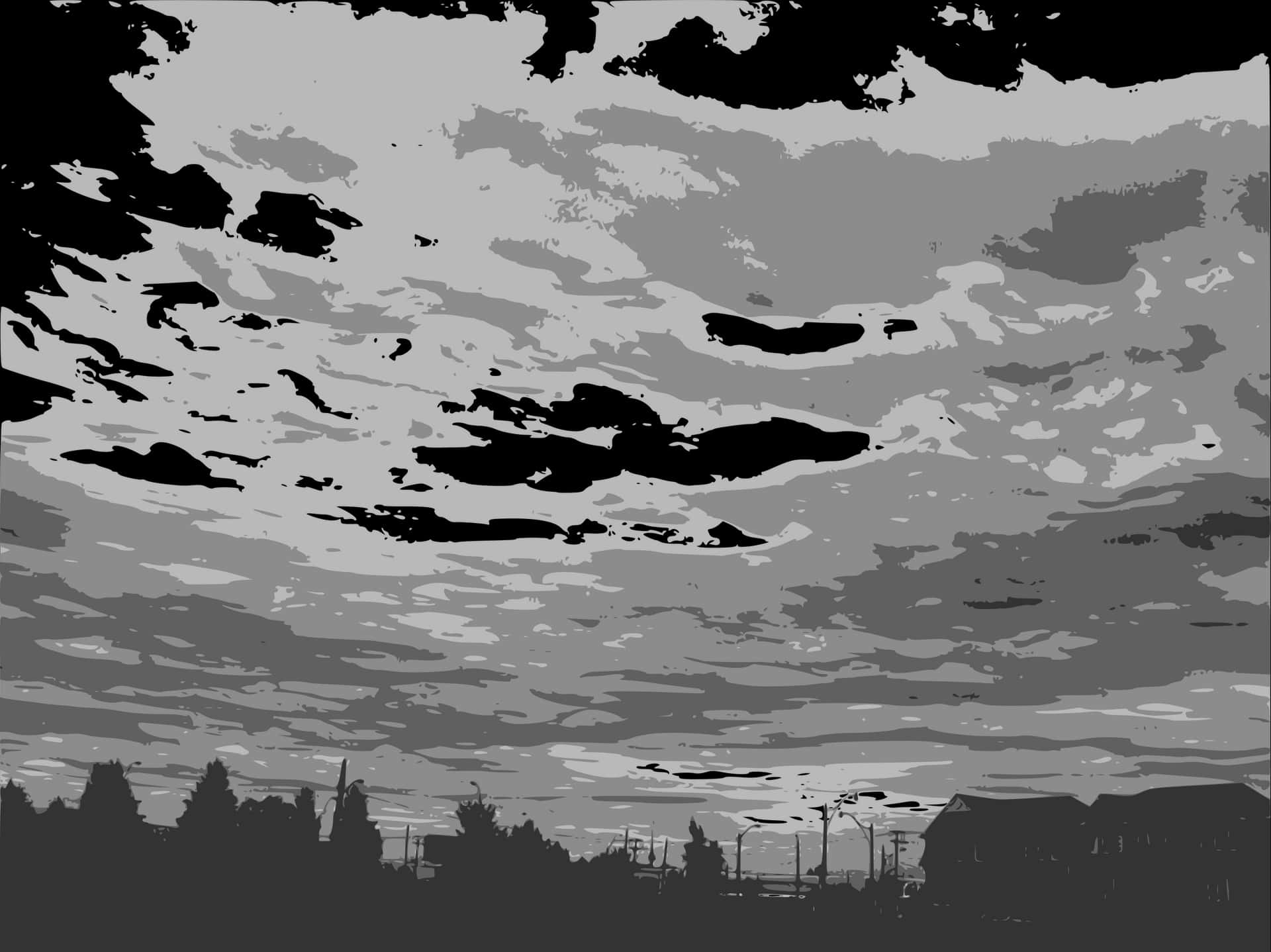Monochrome Skyline Silhouette PNG