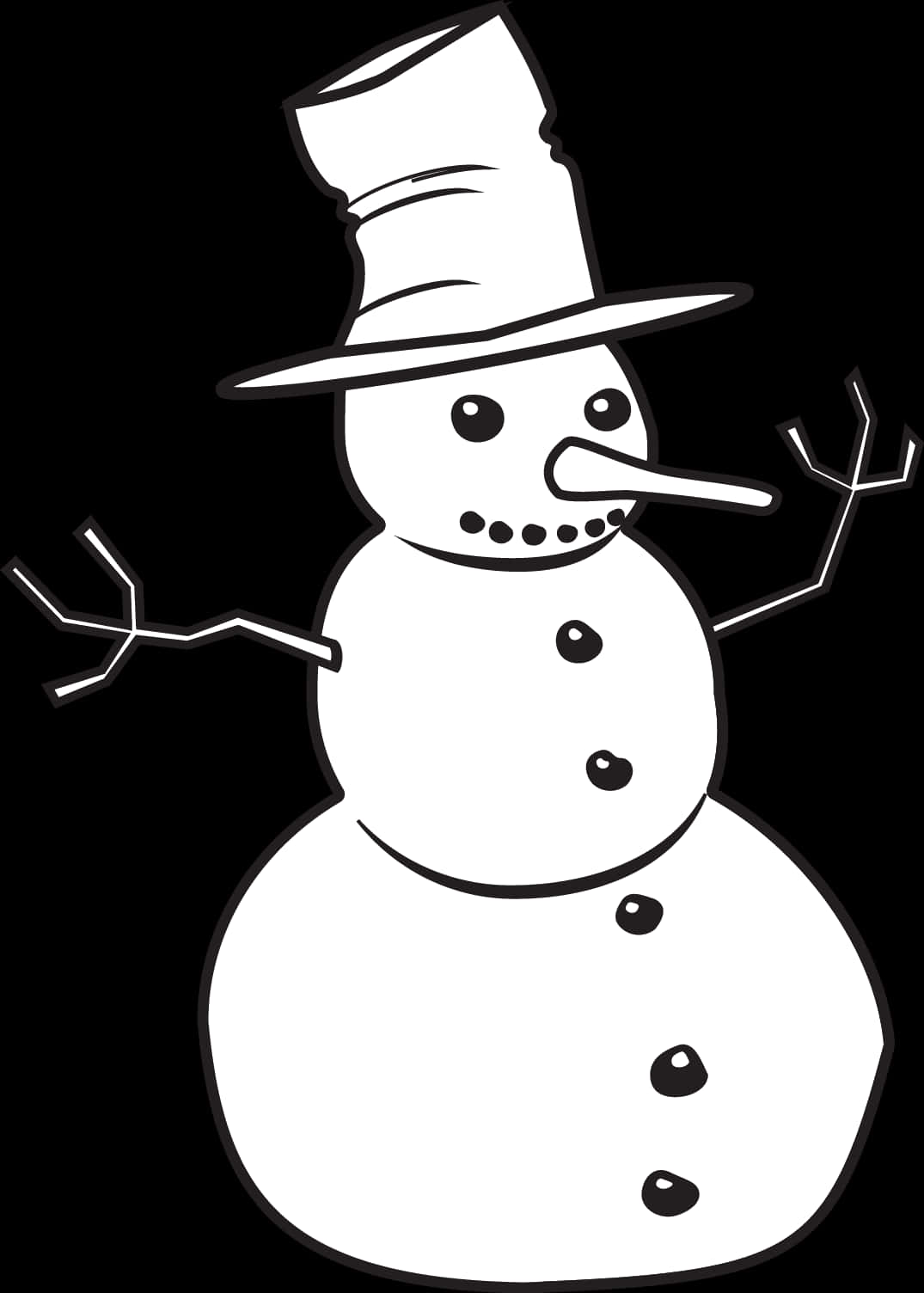 Monochrome Snowman Illustration PNG