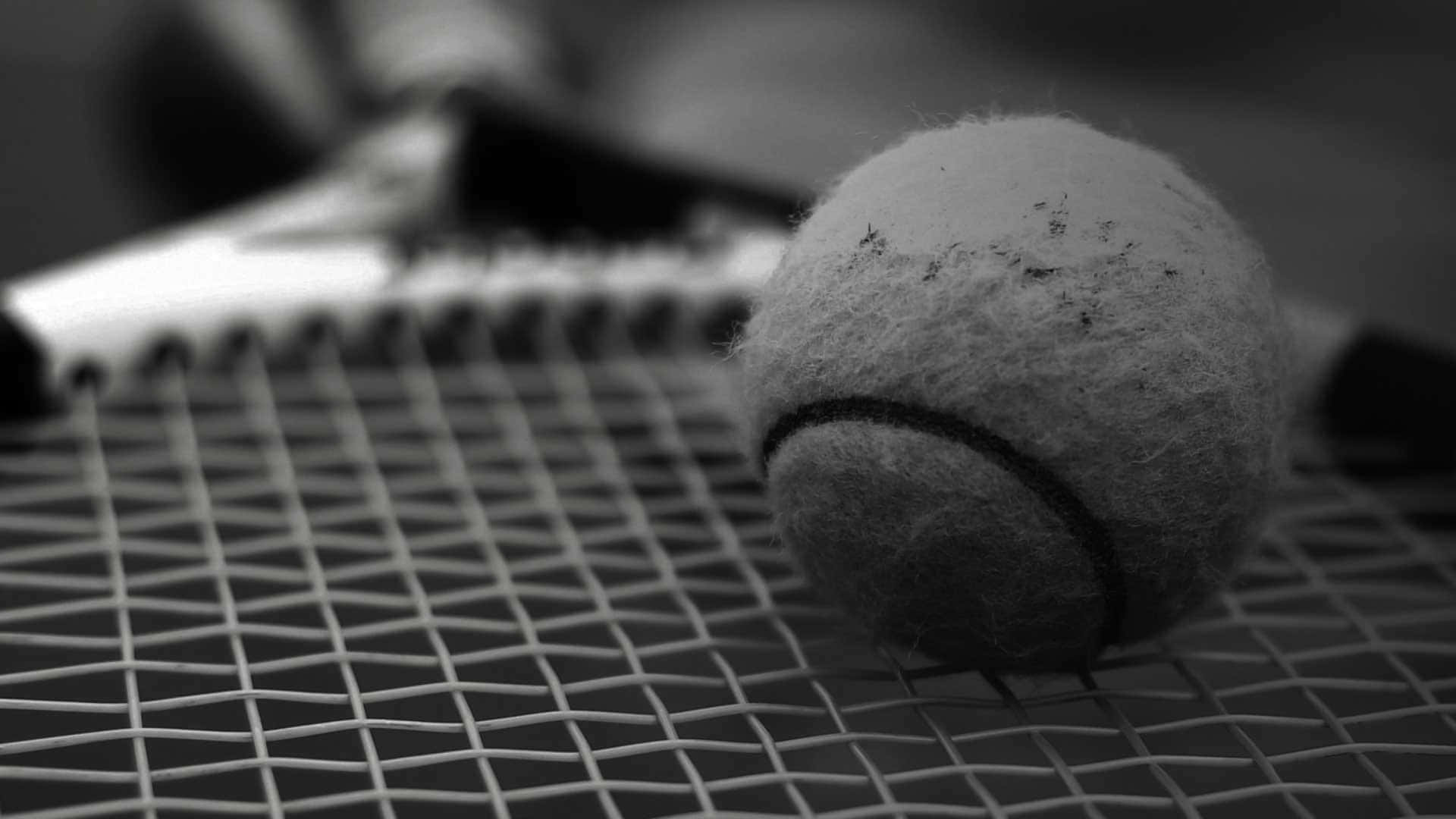 Monochrome Tennis Balland Racket Wallpaper