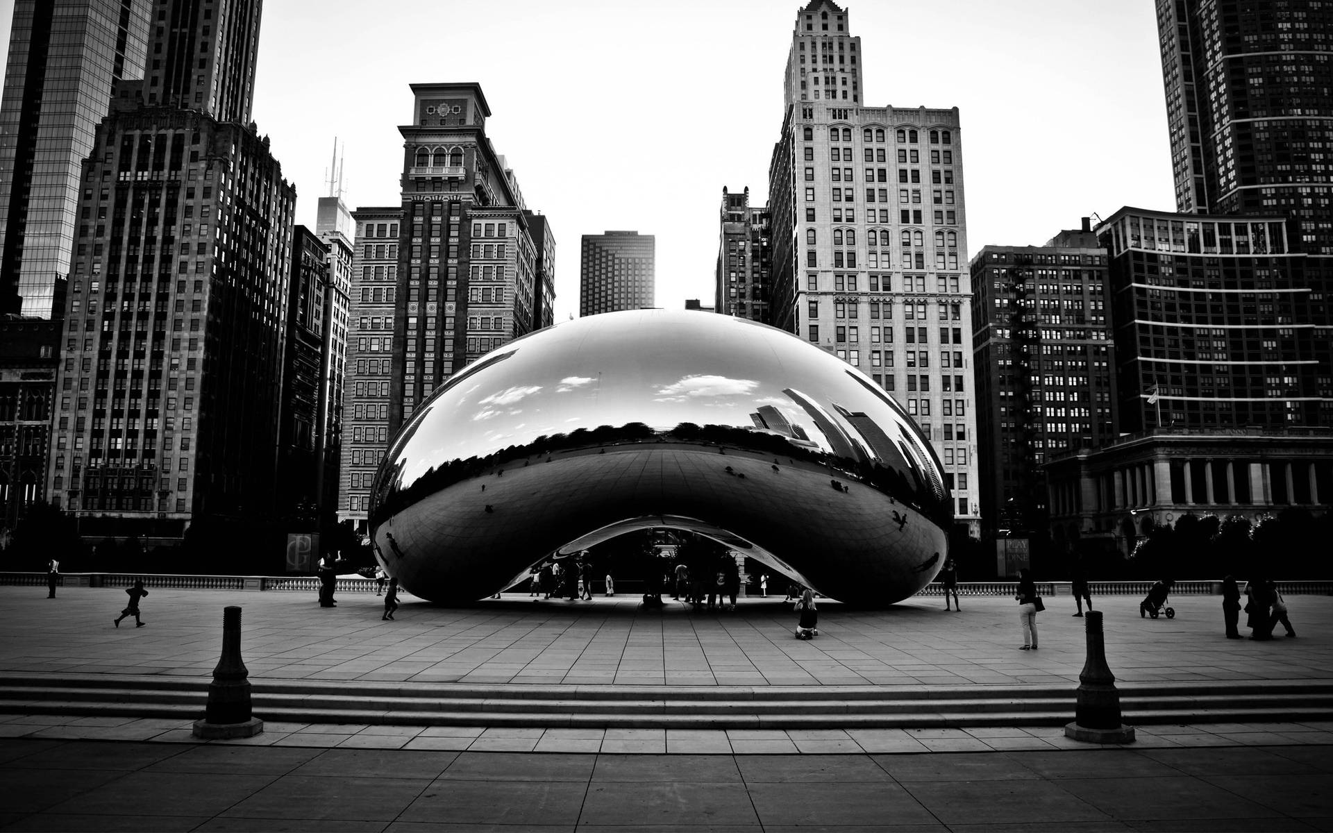 Monochrome The Bean Chicago Wallpaper