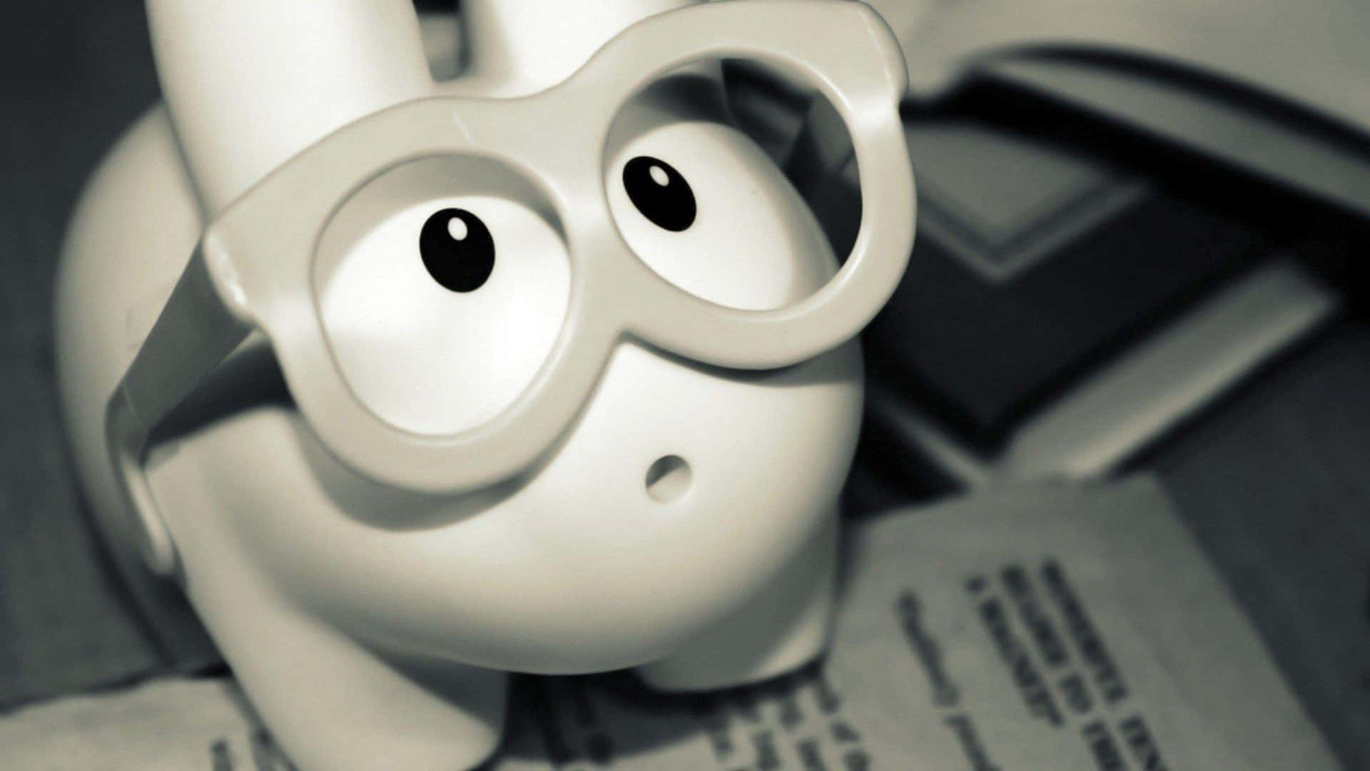 Monochrome Toy With Glasses Wallpaper