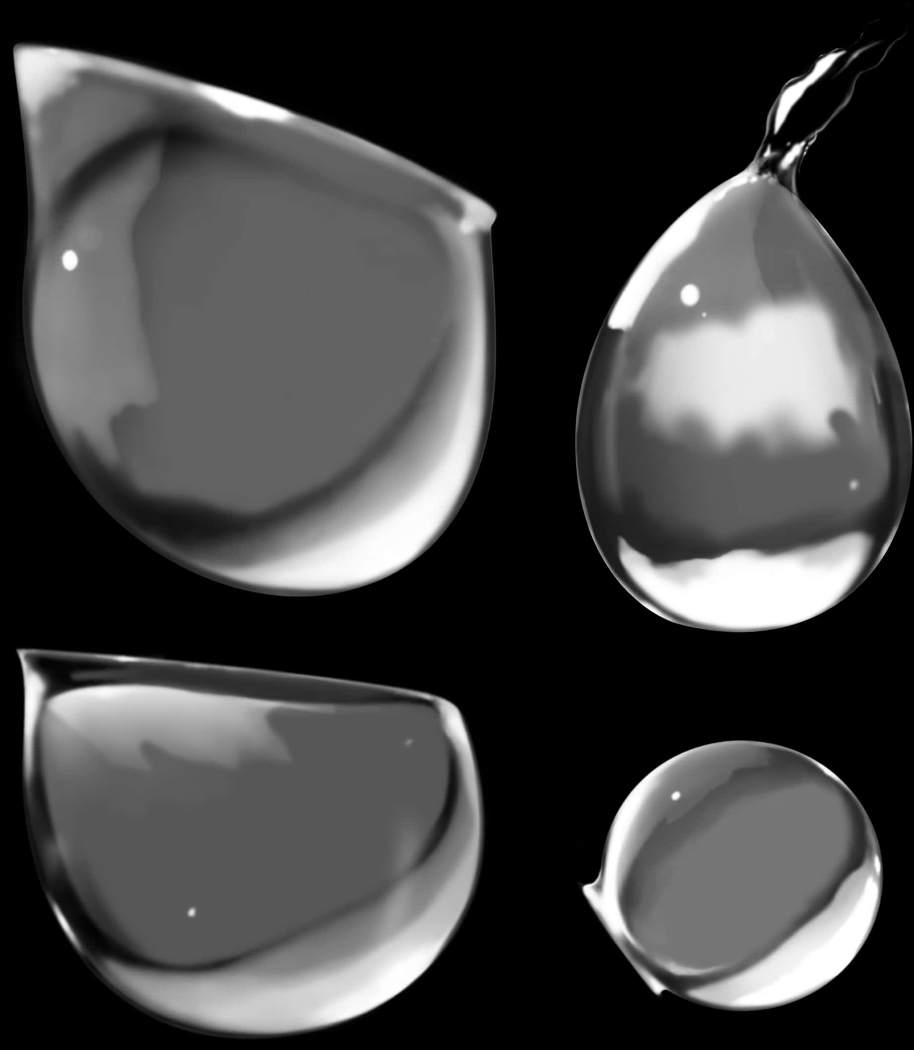 Monochrome Water Drops Collection PNG