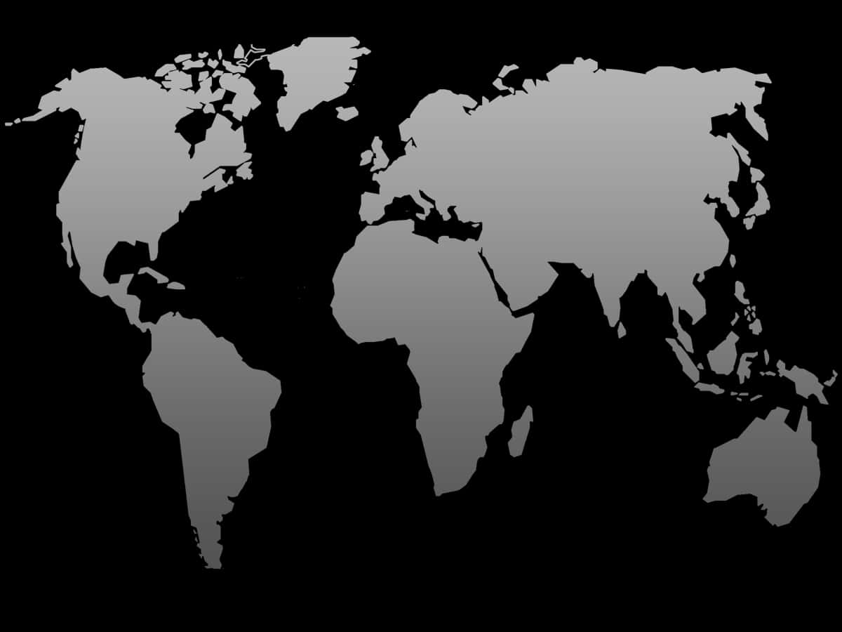 Monochrome World Map Silhouette PNG