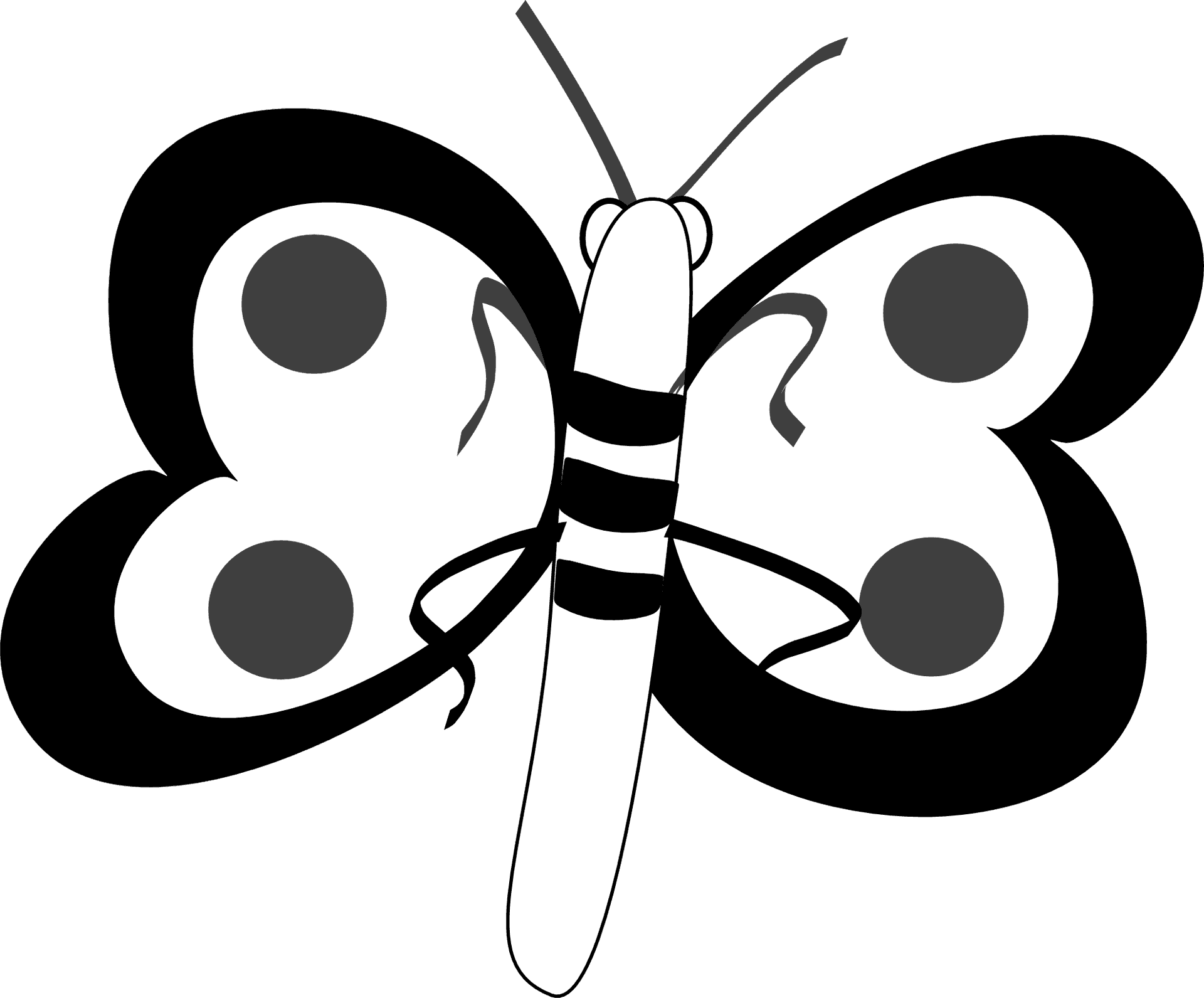 Monochrome_ Butterfly_ Illustration PNG