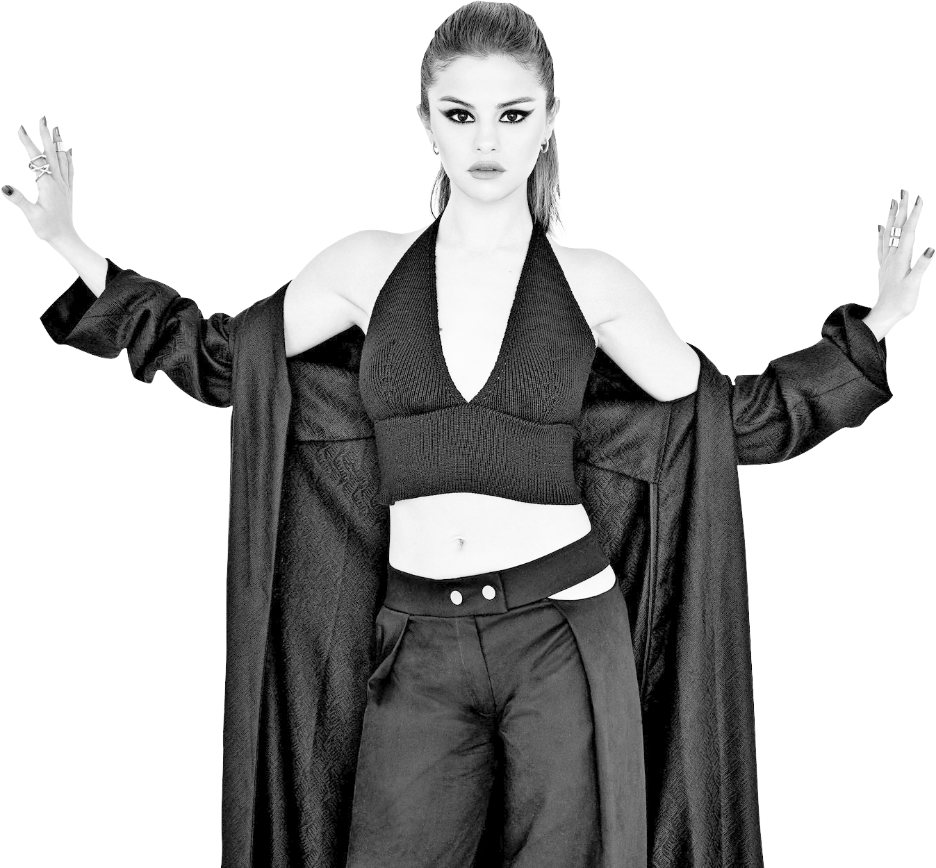 Monochrome_ Fashion_ Pose_ Selena PNG