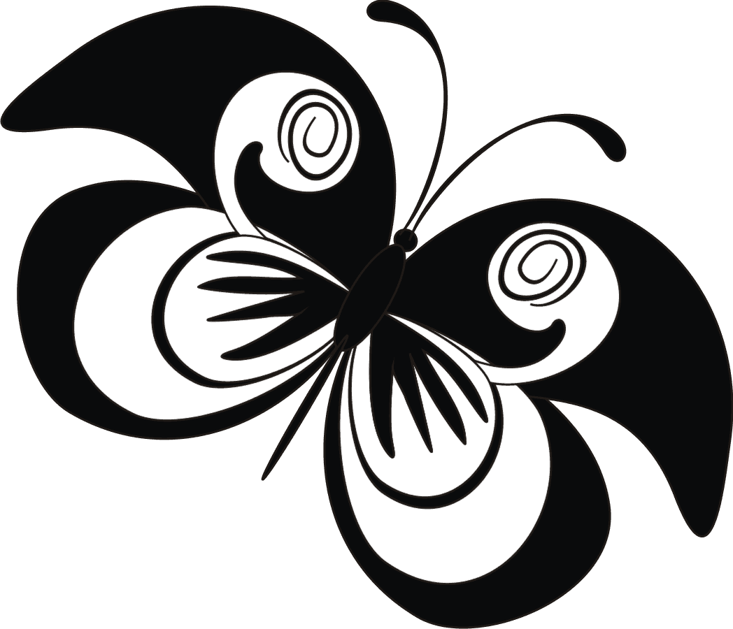 Monochrome_ Spiral_ Butterfly_ Vector PNG