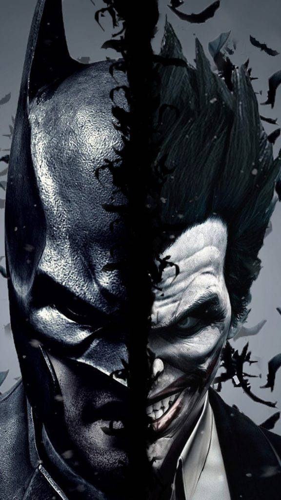 Monochromic Joker And Batman Iphone Wallpaper