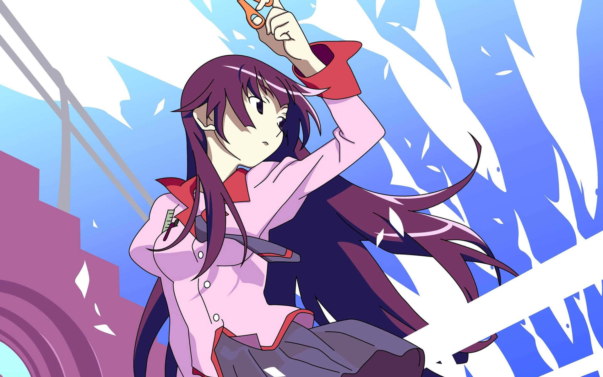 A Girl With Long Hair Is Holding A Sword